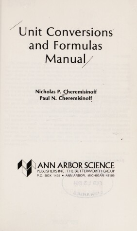 Book cover for Unit Convensions and Formulas Manual