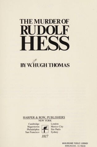 Cover of The Murder of Rudolf Hess