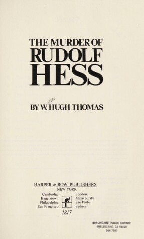 Book cover for The Murder of Rudolf Hess