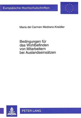 Book cover for Bedingungen Fuer Das Wohlbefinden Von Mitarbeitern Bei Auslandseinsaetzen