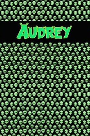 Cover of 120 Page Handwriting Practice Book with Green Alien Cover Audrey