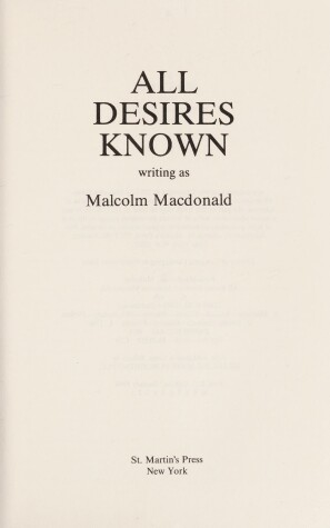 Book cover for All Desires Known