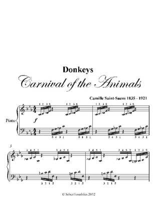 Book cover for Donkeys Carnival of the Animals Beginner Piano Sheet Music