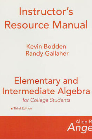 Cover of Elementary and Intermediate Algebra for College Students Instructor's Resource Manual