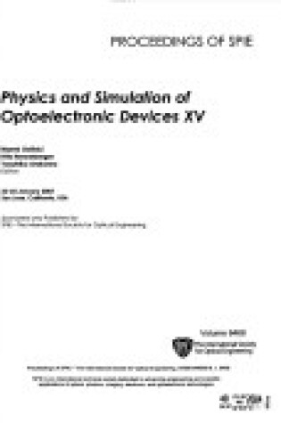 Cover of Physics and Simulation of Optoelectronic Devices XV