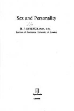 Cover of Sex and Personality