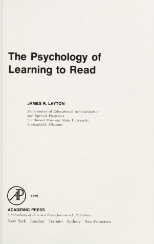 Cover of Psychology of Learning to Read