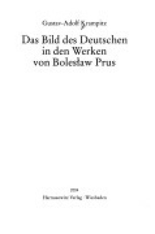 Cover of Das Bild Der Deutschen in Den Werken Von Boleslaw Prus