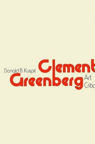 Cover of Clement Greenberg, Art Critic