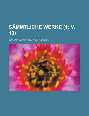 Book cover for Sammtliche Werke (1; V. 13)