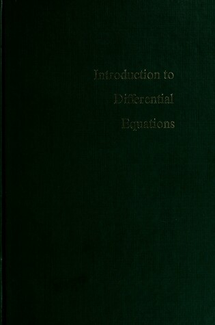 Cover of Introduction to Differential Equations