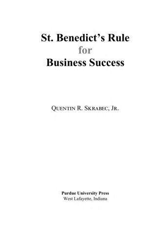 Book cover for St. Benedict's Rule for Business Success