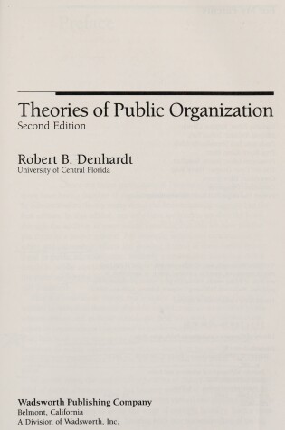 Cover of Theories of Public Organizations