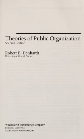 Book cover for Theories of Public Organizations