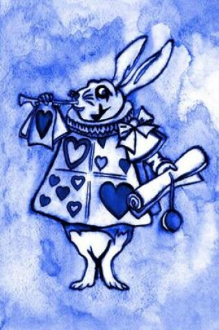 Cover of Alice in Wonderland Watercolour Journal - White Rabbit With Trumpet (Blue)