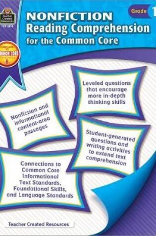 Cover of Nonfiction Reading Comprehension for the Common Core Grd 1