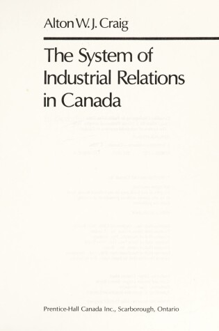 Cover of System Industrial Rel Canada