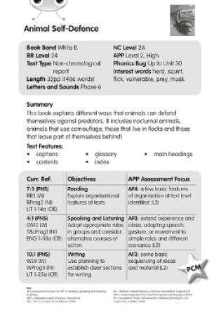 Cover of BC NF White B/2A Animal Self-defence Guided Reading Card