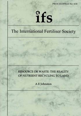 Book cover for Resource or Waste: The Reality of Nutrient Recycling to Land