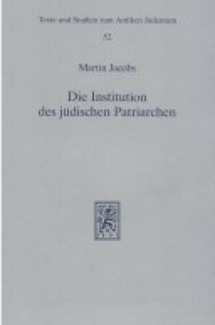 Cover of Die Institution Des Judischen Patriarchen