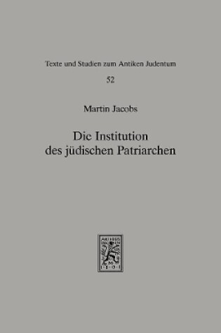 Cover of Die Institution Des Judischen Patriarchen