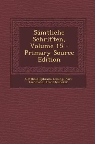 Cover of Samtliche Schriften, Volume 15