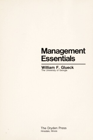 Cover of Management Essentials