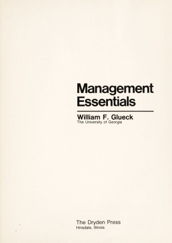 Book cover for Management Essentials