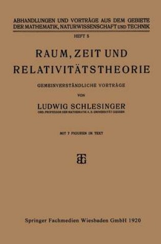 Cover of Raum, Zeit und Relativitätstheorie