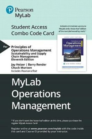 Cover of Mylab Operations Management with Pearson Etext -- Combo Access Card -- For Principles of Operations Management