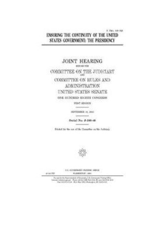 Cover of Ensuring the continuity of the United States government