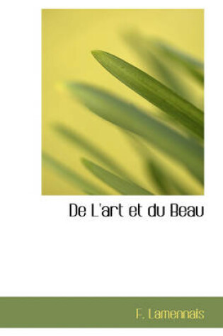 Cover of de L'Art Et Du Beau