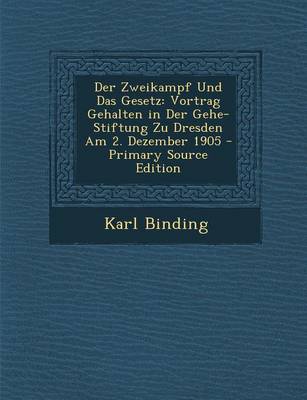 Book cover for Der Zweikampf Und Das Gesetz