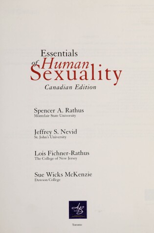 Cover of Essentials of Human Sexuality, Canadian Edition