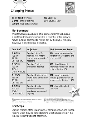 Cover of BC Brown A/3C Changing Places Guided Reading Card