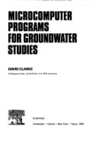 Cover of Microcomputer Programs for Groundwater Studies