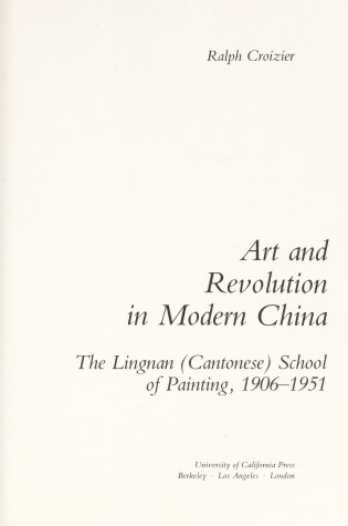 Cover of Art and Revolution in Modern China