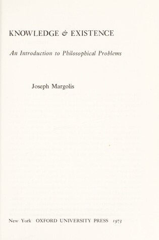 Cover of Knowledge and Existence
