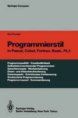 Cover of Programmierstil in Pascal, Cobol, Fortran, Basic, PL/I