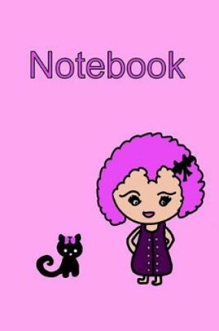 Cover of Notebook Kawaii Girl and Cat in Pink
