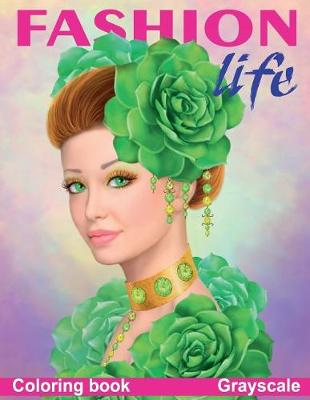 Book cover for Fashion Life. Coloring Book. Grayscale