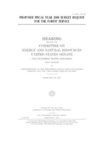 Cover of Proposed fiscal year 2008 budget request for the Forest Service