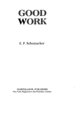 Cover of Good Work