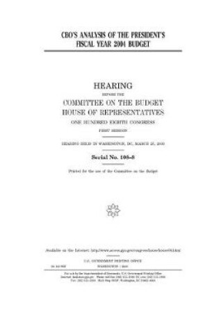 Cover of CBO's analysis of the President's fiscal year 2004 budget