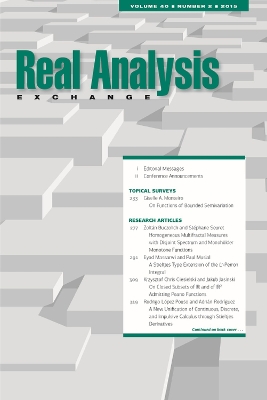 Cover of Real Analysis Exchange 40, No. 2