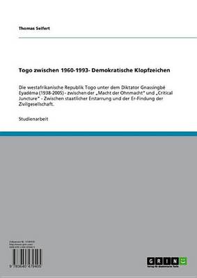 Book cover for Togo Zwischen 1960-1993- Demokratische Klopfzeichen