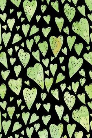 Cover of Journal Notebook Green Watercolor Hearts