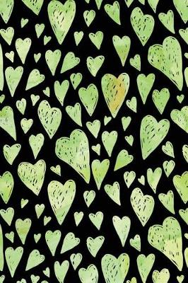 Cover of Journal Notebook Green Watercolor Hearts