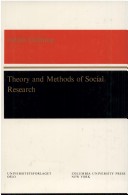 Book cover for Theory and Methods of Social Research