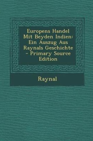 Cover of Europens Handel Mit Beyden Indien